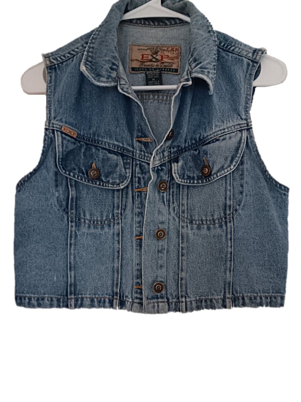 JEANS BY EXPRESS DENIM VEST, SIZE MEDIUM, CROP JEAN VEST, Y2K